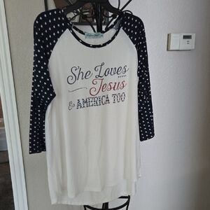Southern Grace Navy and White Patriotic Tee